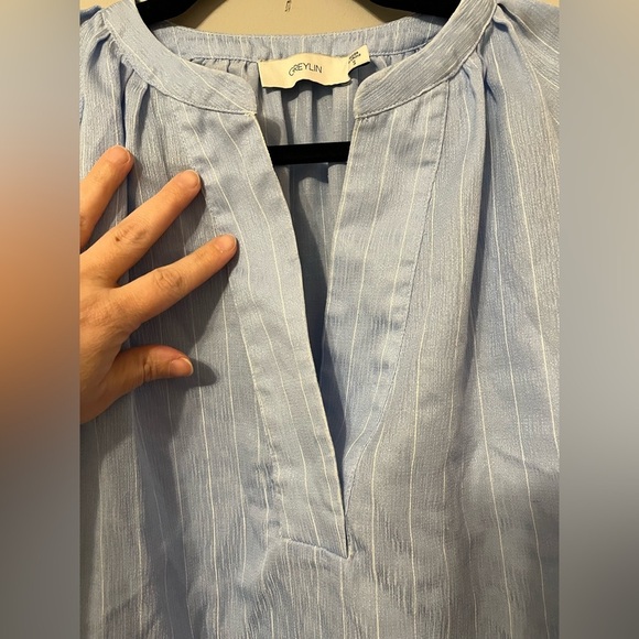 GREYLIN Light Blue w/white stripes Women's Top Size Small - Picture 6 of 9